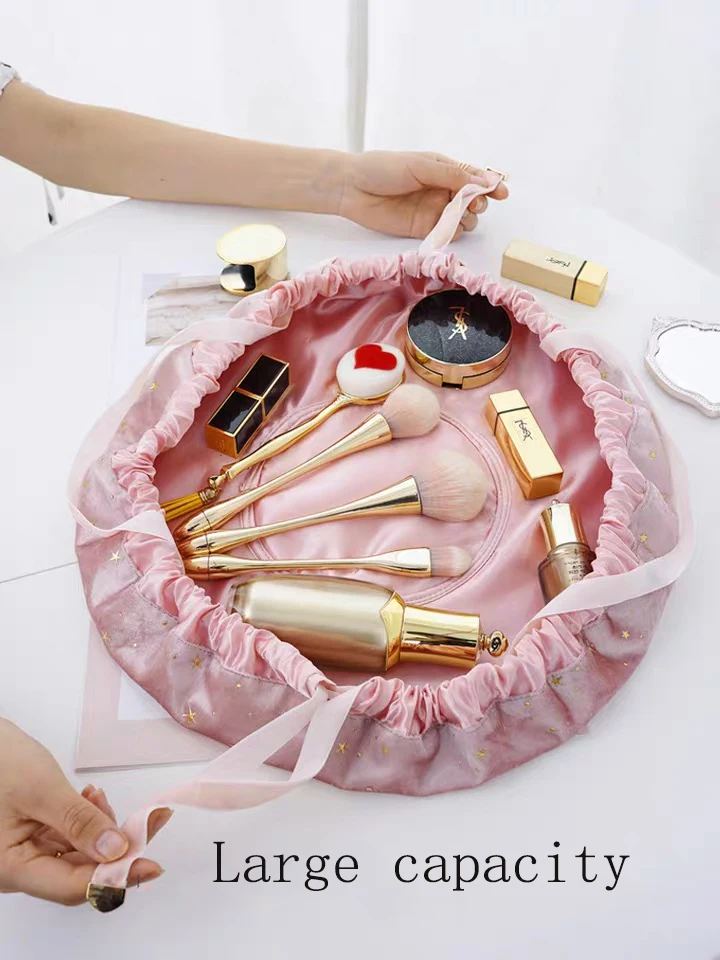 2022 Luxury Fashionable High Quality Custom Logo Pink Velvet Makeup Cosmetic Bag for Travel