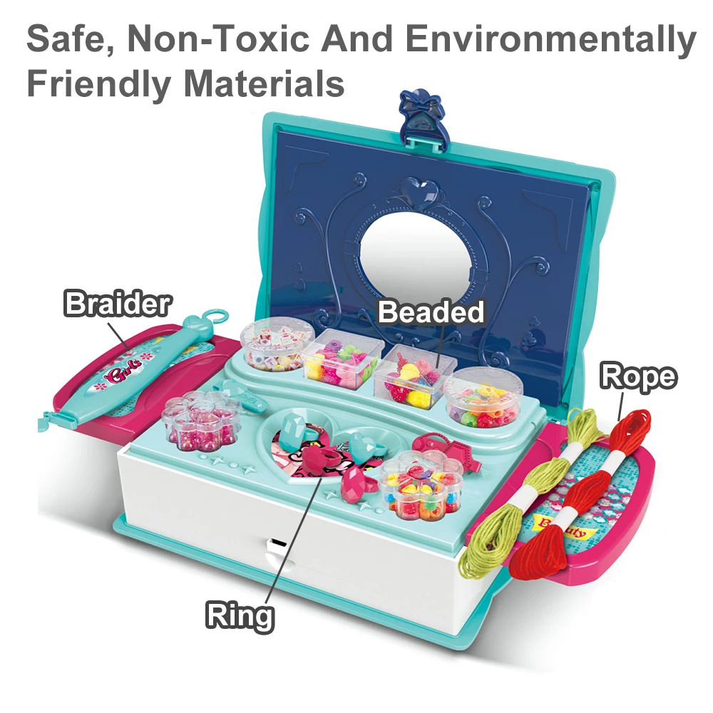 3 In 1 Book Shape Drawing Board Little Girls Bead Bracelet DIY Jewelry Making Toys For Kids