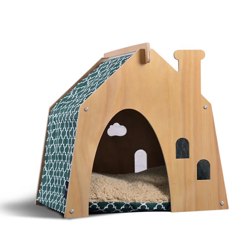 Eco Friendly Pine Wood  Pet House& Villa &Collapsible Bed & Breathable Maternity Ward Kennel for Dog  Cat Rabbit House Furniture