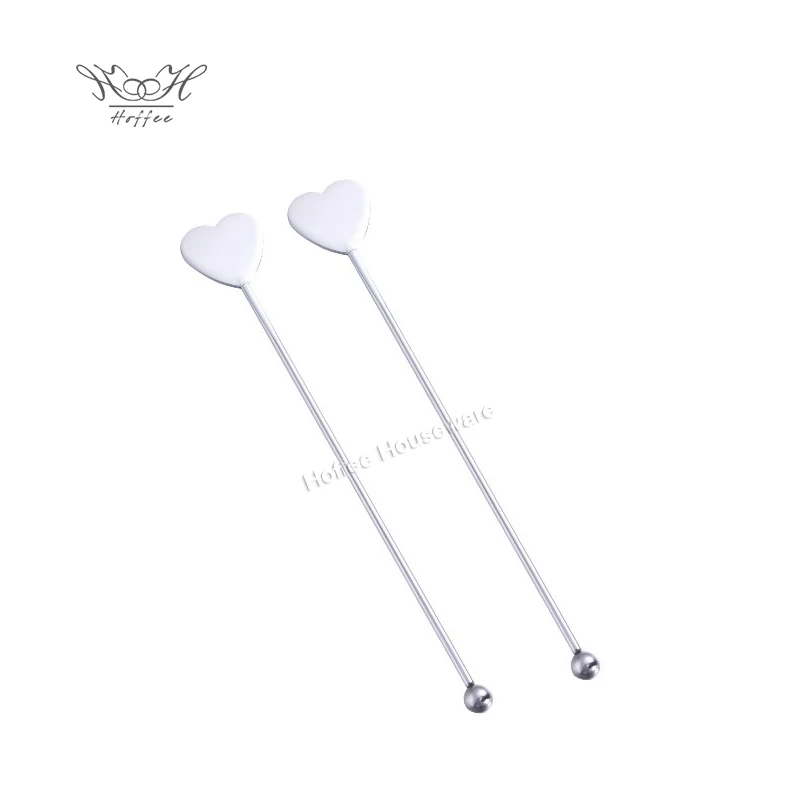 Heart Shape Stirrers Sticks Stainless Stirring Rod Silver Coffee Milk Tea Beverage Stirrers Stir Cocktail Drink Swizzle Stick