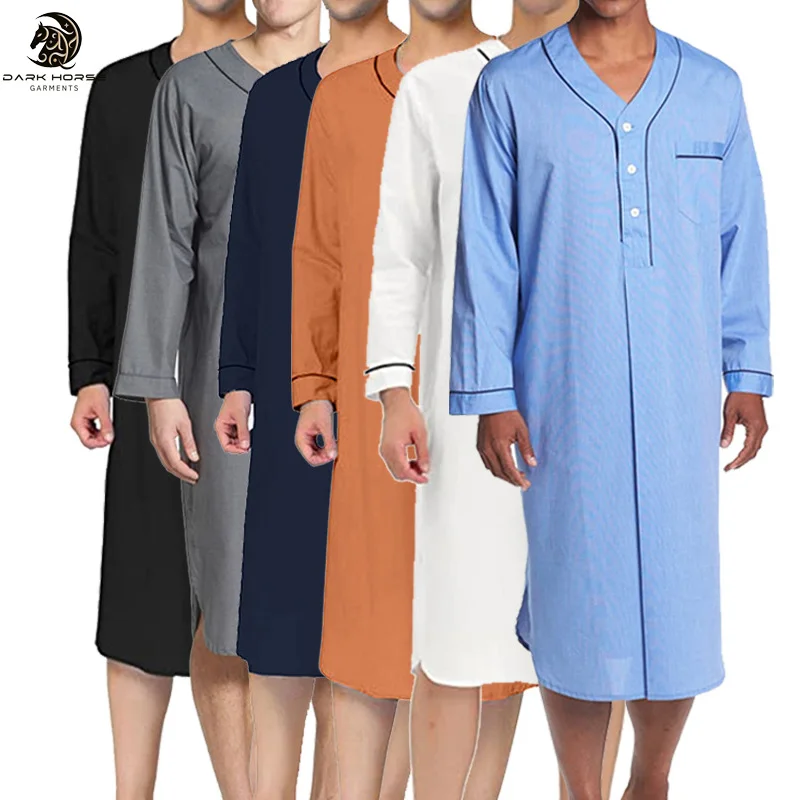 Весенняя мусульманская однотонная свободная Пижама средней длины с изображением темной лошади, Европейская и американская мужская домашняя ночная рубашка