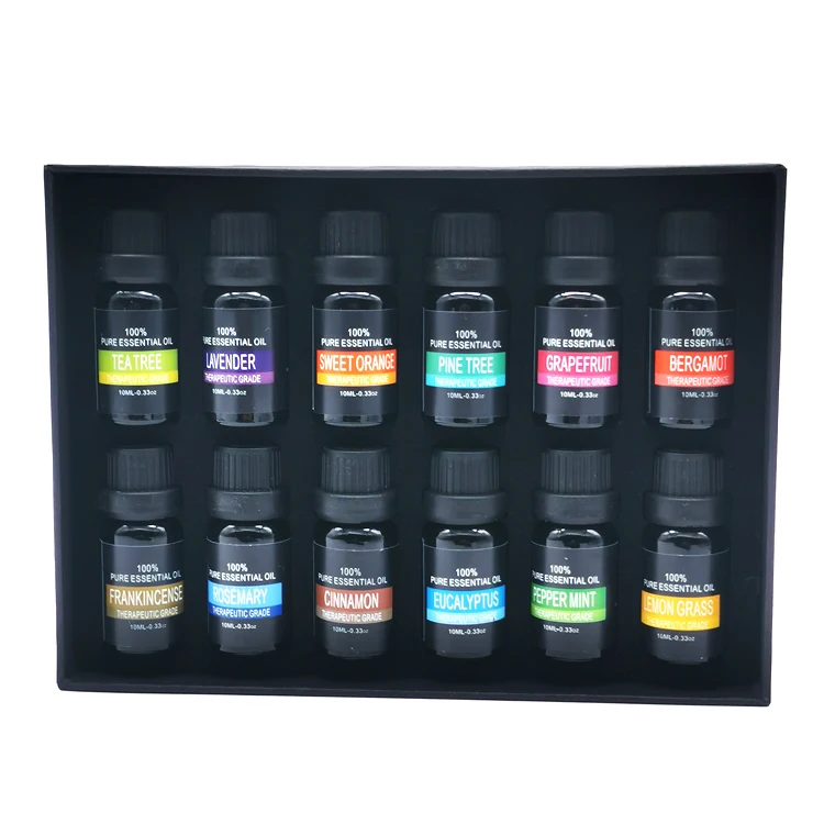 Wholesale Private Label Pure Nature Essential Oils Set 12/10ml Aromatherapy Essential Oil Gift Set OEM