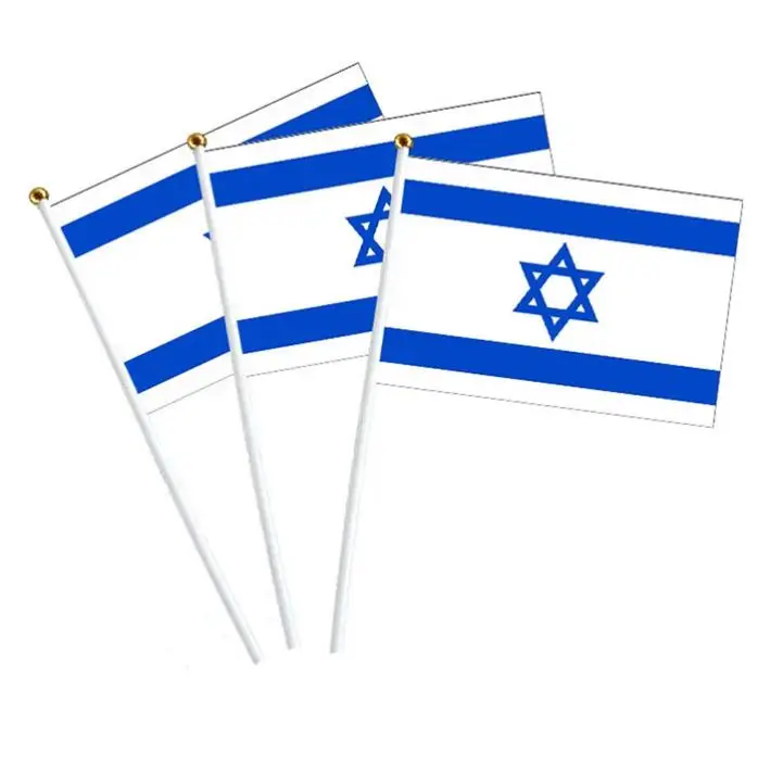 Wholesale Polyester Custom All Size Israeli Israel Mini Flag Small Hand Held Miniature Flags On Stick For Decoration