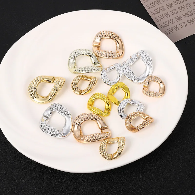 Plastic acrylic drilling diamond chain 34*40mm Open buckle uv Electroplated resin chunky chain glasses diy Key bag connecting