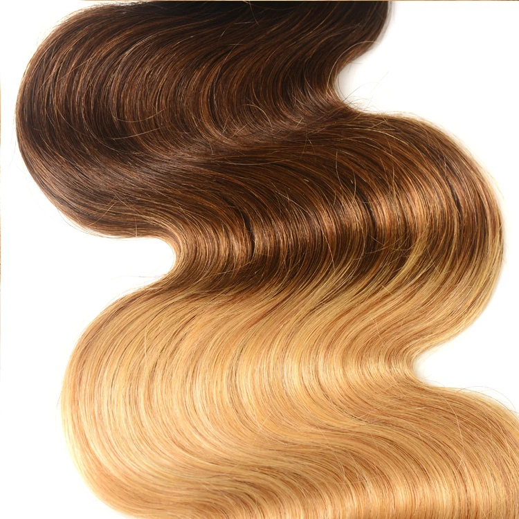 Brazilian hair weaving  cuticle Aligned 1b 4 27 ombre 3 tone color virgin human hair body wave