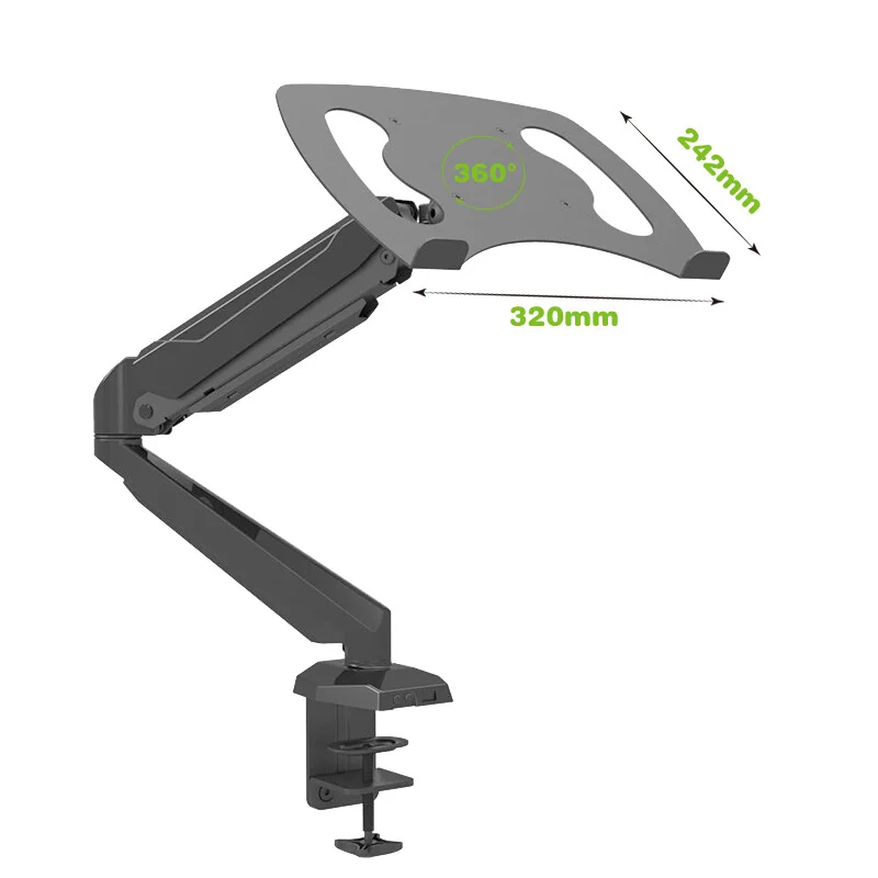 Desktop Full Motion Gas Spring Dual Use 10-15.6inch  Adjustable Laptop Stand or 10-27 inch Monitor Holder Arm Bracket