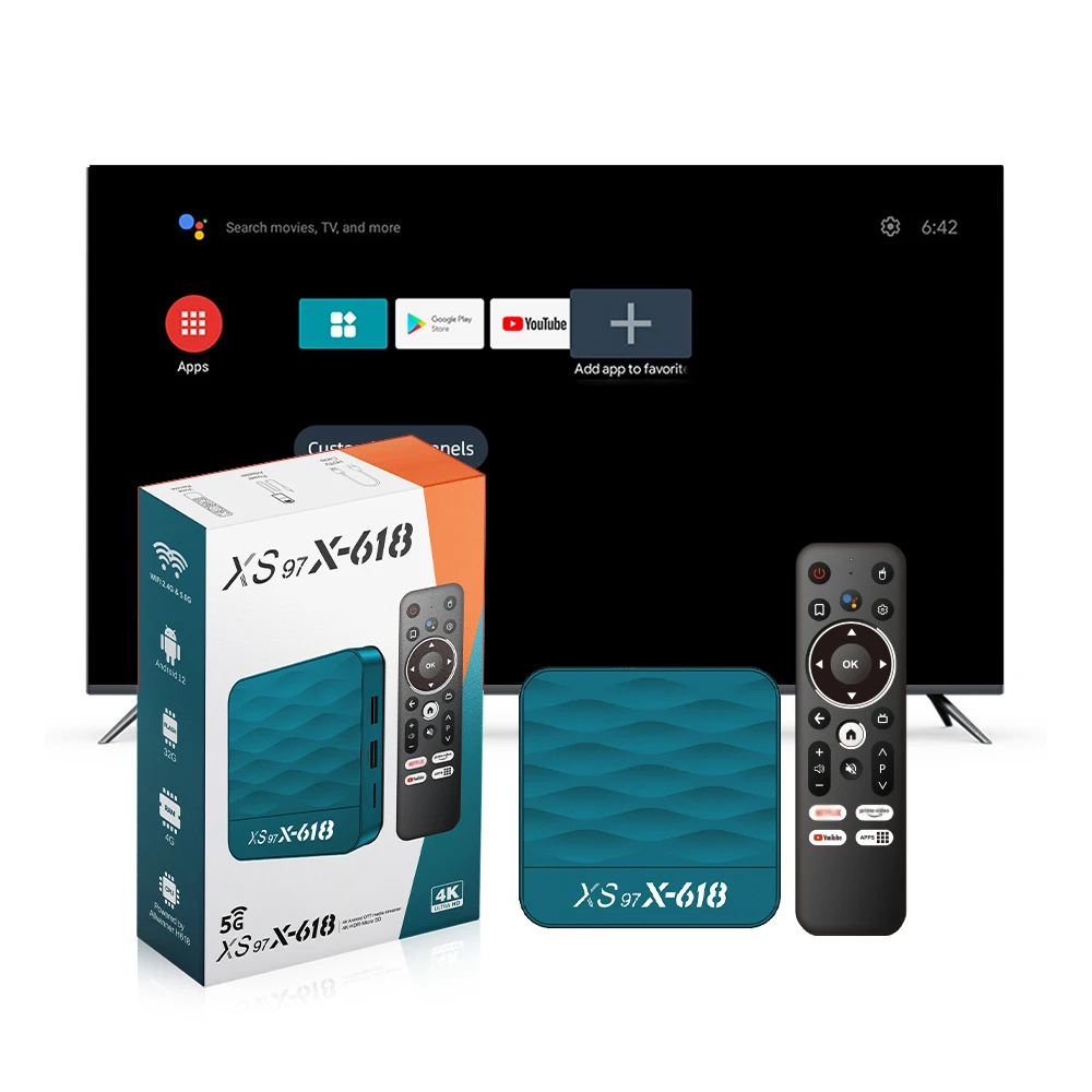 XS97 X-618 Allwinner H618 BT Remote SMART TV Online IPTV TV BOX 4K Streaming Player Android 12 4GB 32GB 5G Dual WiFi Set-top box