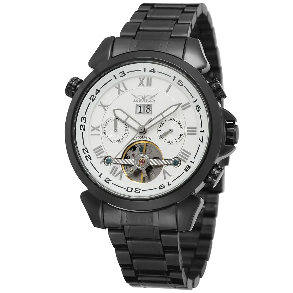 Luxury Jaragar Brand Men Stainless Steel Automatic Watch Custom Logo Tourbillion Mechanical Watches for Man