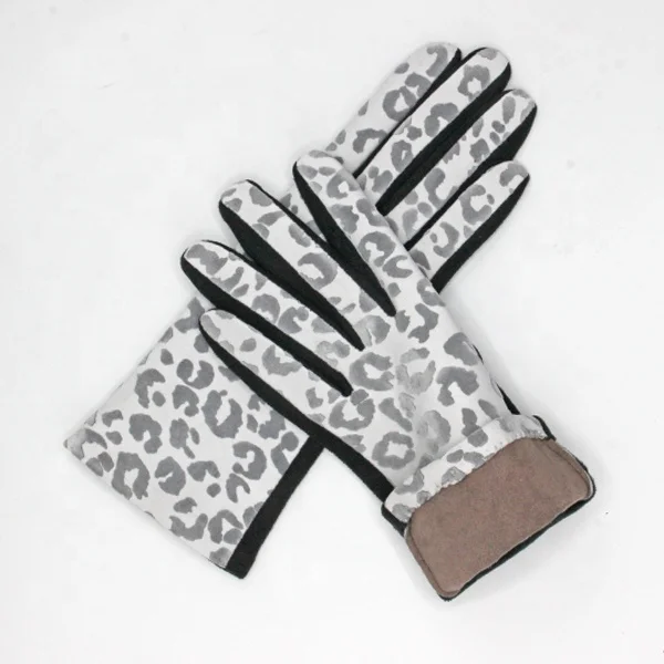 Winter Soft Warm Women Suede Gloves Full Finger With Cuff Trim Cuff Outdoor  Protective lady Gloves
