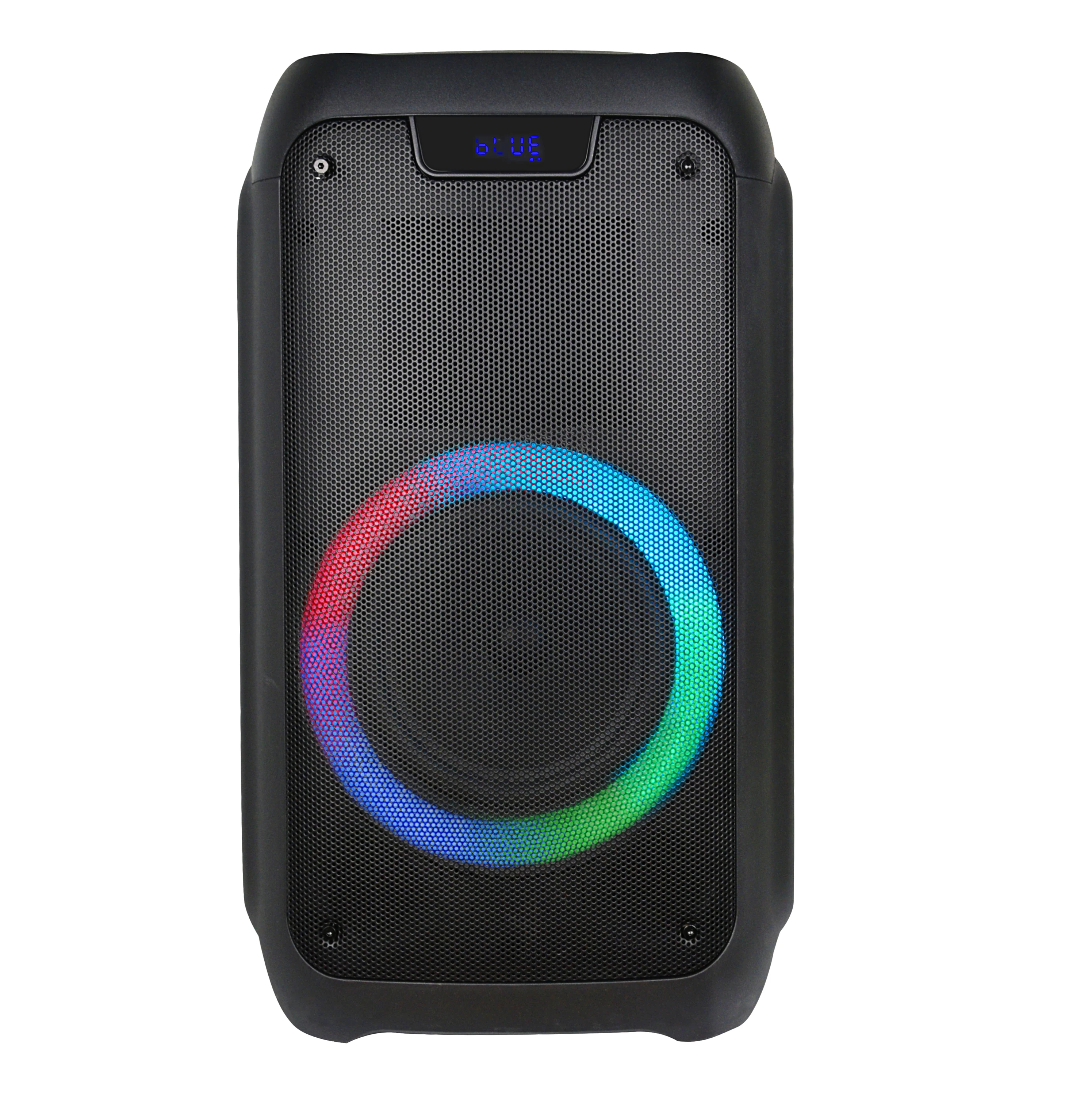 Double 8 Inch Speaker Trolley Portable Speaker Outdoor Portable Bt Speaker With Led Display and colorful led flashing light