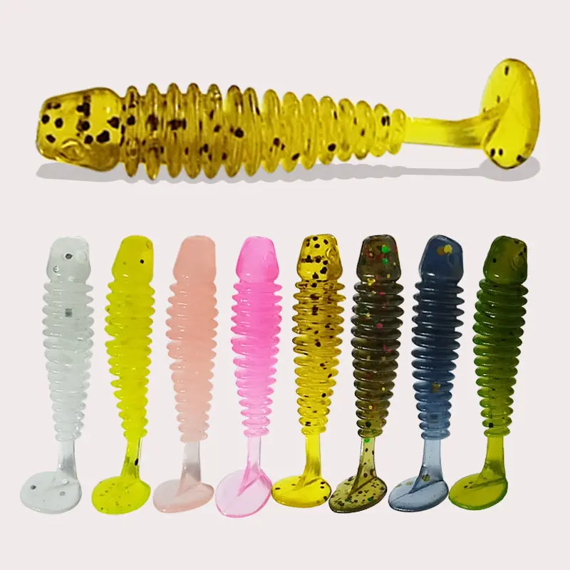 Wholesale Custom 9cm 2g Soft PVC Paddle Tail Swimbait Impact Ring Shad Insect Bait for Bass Fishing in Rivers and Ocean Boats