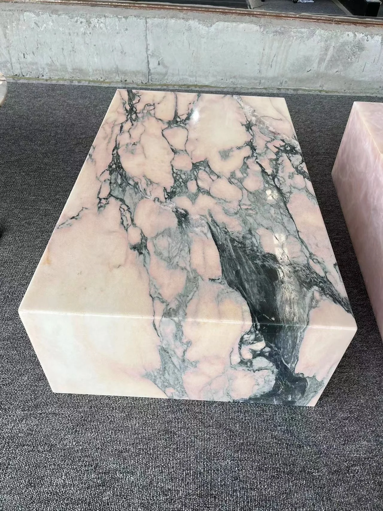 pink  marble coffee table low plinth  living room luxury natural customized calacatta violet marble coffee table