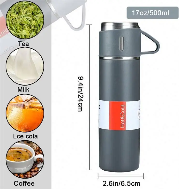 450ml Bamboo Tumbler Gift Set Tea Coffee Thermal Flask Stainless Steel Double Wall Bamboo Travel Mug