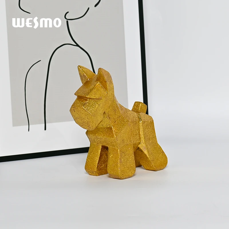 Resin Home Decor Luxury Polyresin Painting Golden Dog Animal Statue Tabletop Decoration Sculpture