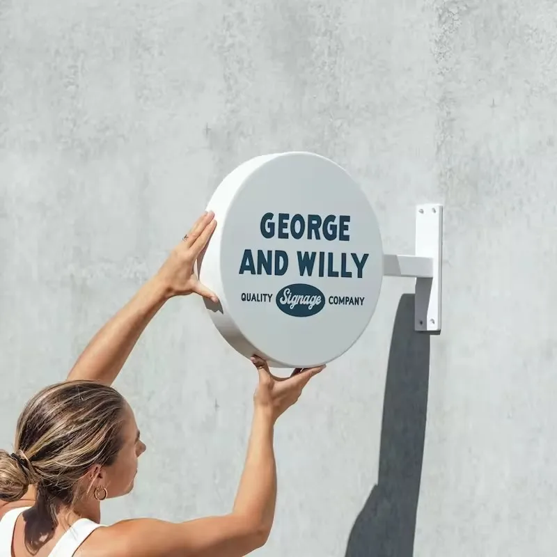 Outdoor Bonroy Banner Stand Exhibition Fabric LED Light Box Custom Logo Advertising Round Lightbox LED Light