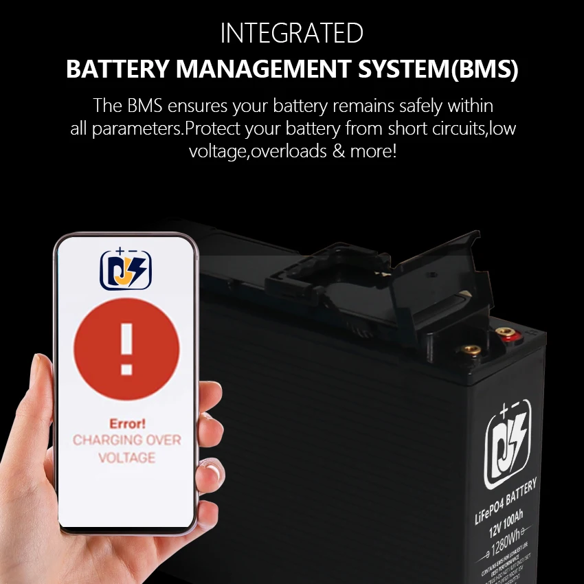 12v 100Ah lifepo4 Slimline Deep Cycle Camping RV Solar battery packs 200AMP Max discharge rechargeable lithium ion battery