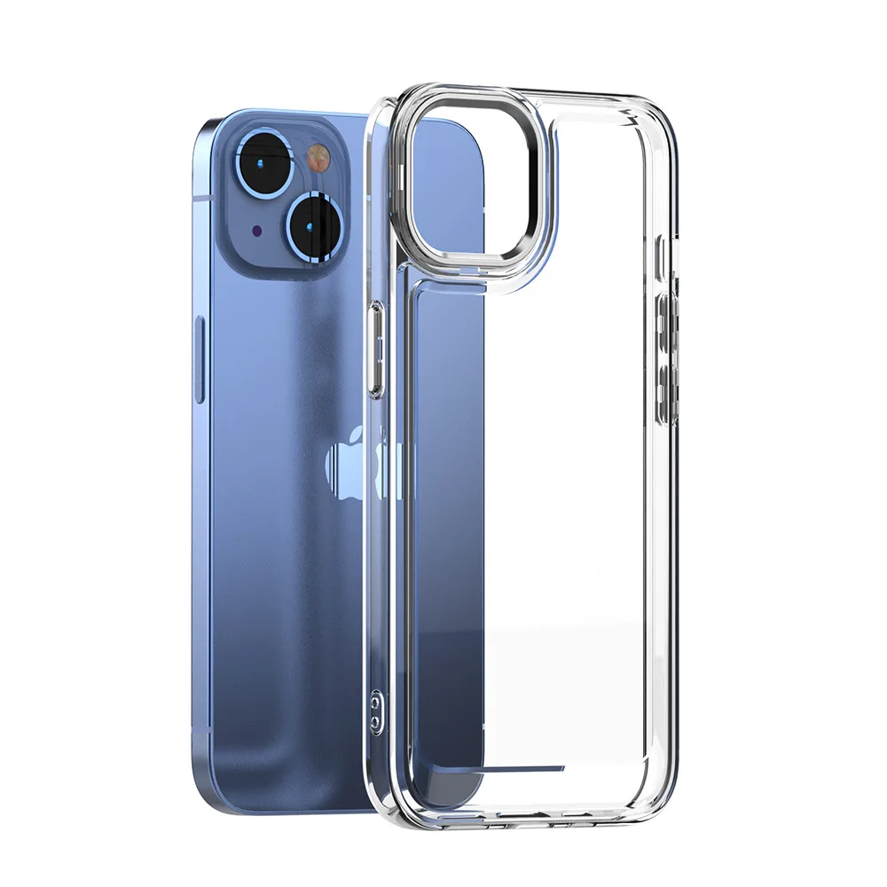 2.0MM Electroplated Buttons Full Protecting Transparent Airbag Shockproof TPU Clear Phone Case for iPhone 14 13 12 11 Pro Max
