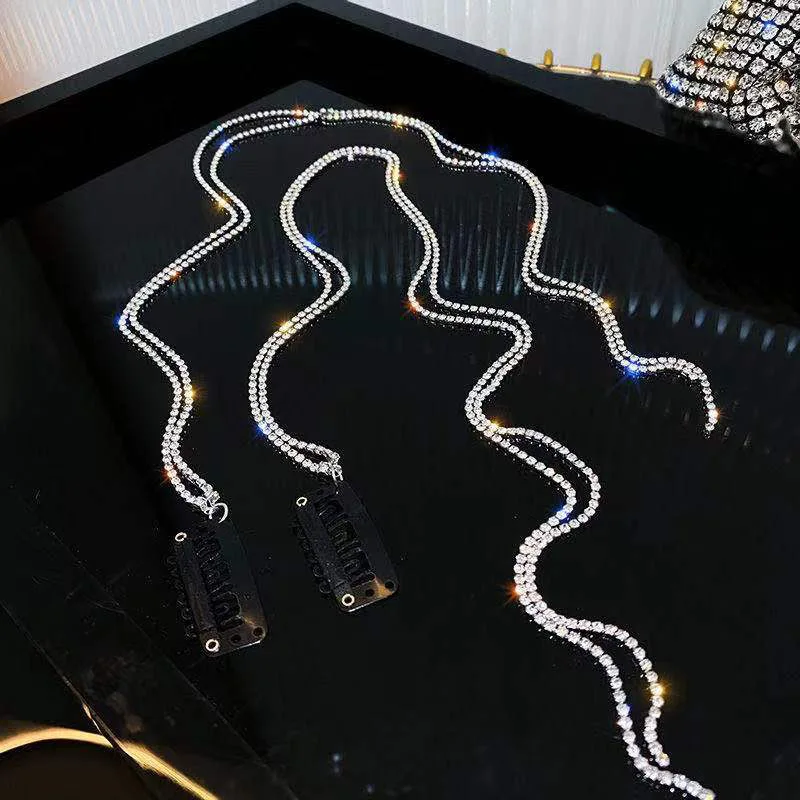 Shiny Rhin Tassel Hairpin estone Shining Diamond Hair Chain Barrettes Temperament Braided Hair Dreadlocks Hair Accessories