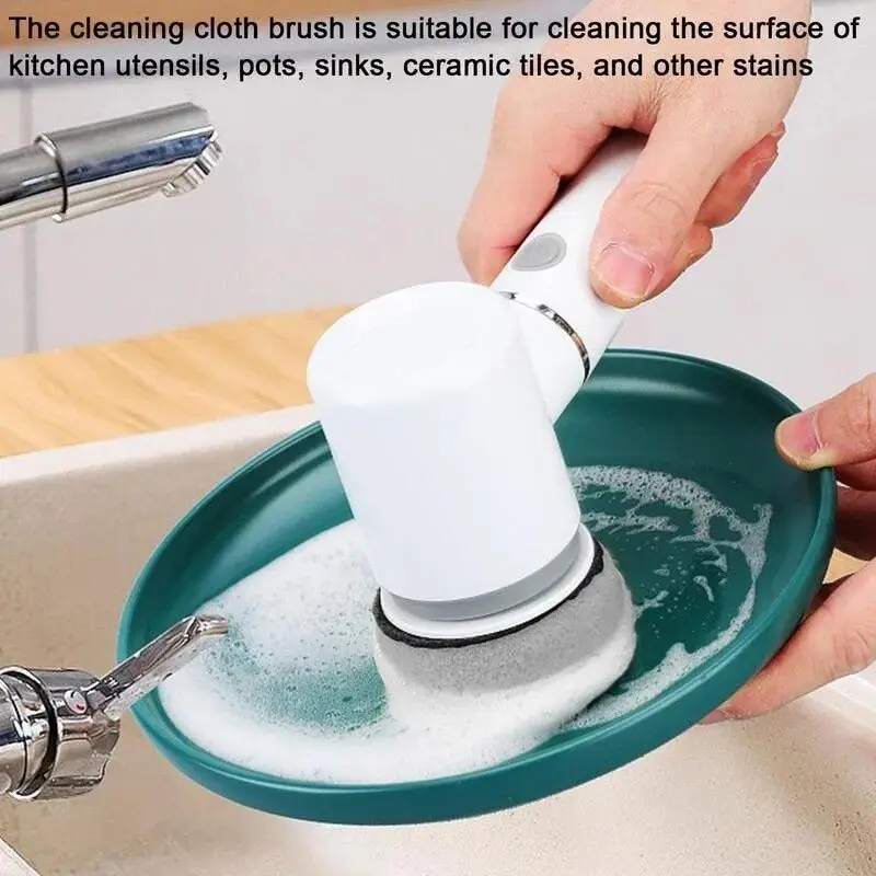 Automatic Cordless 360-Rotating Household Cleaning Tool with 6 Replaceable Brush Heads Electric Sink Cleaner