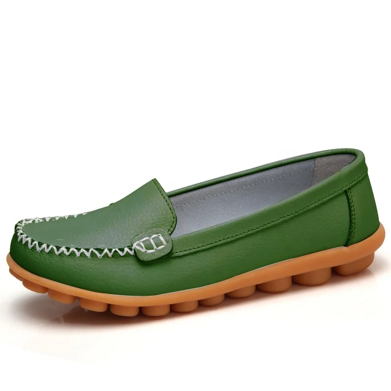 
Classic ballet flats ladies flat shoes folding comfort women white leather loafers wholesale lady loafer nurse shoes 