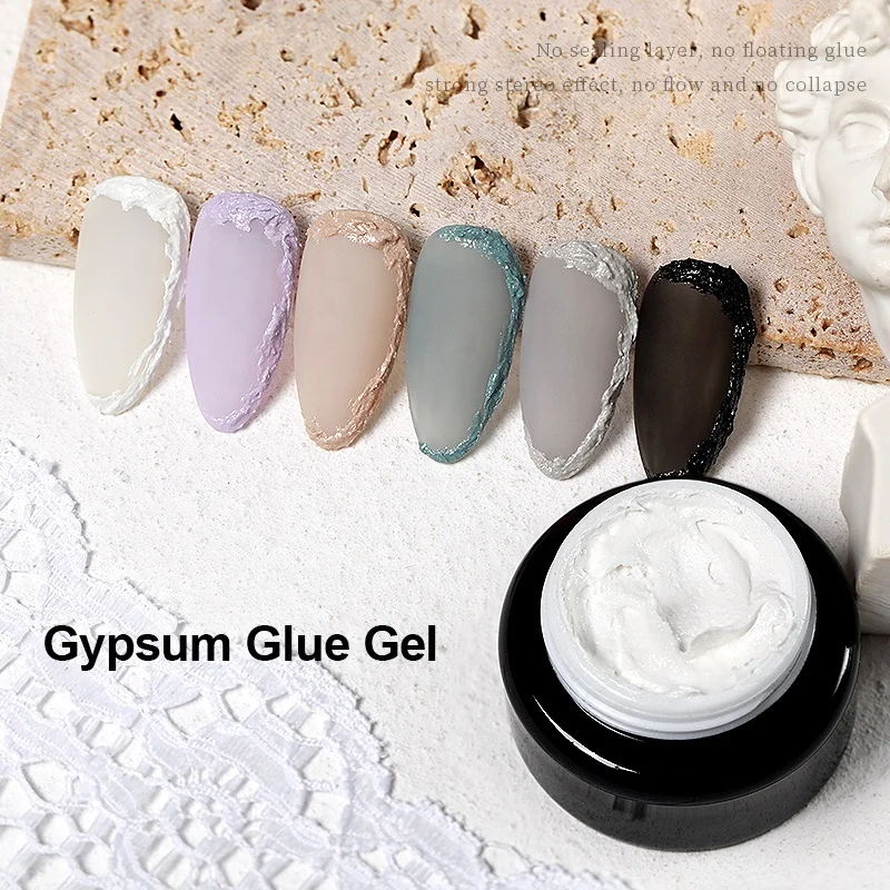 Plaster Glue 3D Gypsum Gel Engraved Drawing Nail Gel No Need Top Coat Decoration Uv Acrylic Nail Glue