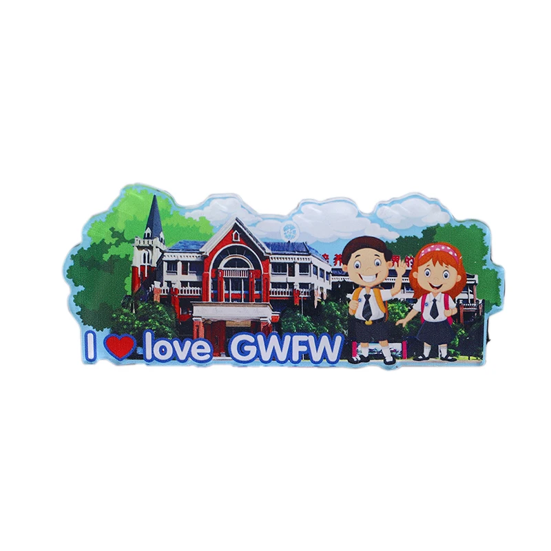 high quality acrylic fridge magnet sticker for tourist souvenirs custom printed manufacturer sale