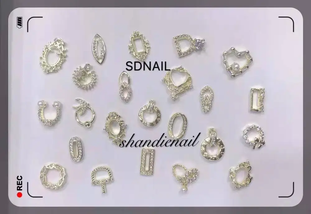 Woman beauty spa new fashion metal alloy zircon stones crown 3d nail stickers nail decoration