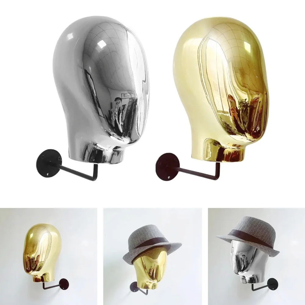 Wall Mounted Mannequin Head Decorative Metal Vintage Style Holder Hat Holder Rack Storage Wigs Show Display Stand