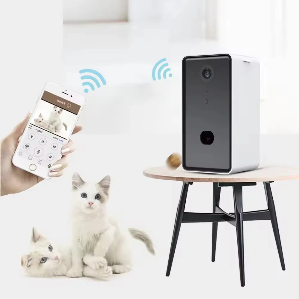Luxury Smart Treat Tossing Auto Pet Food Dispenser App Control Cat Toy Feeder Camera Pet Treat Dispenser