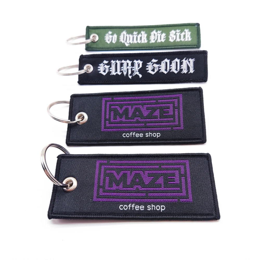 Custom Fabric Key Flight Car Tuning Racing Sports Embroidered Hook Strap Street Custom Jet Tag embroidery Keychain