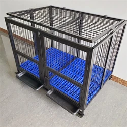 Single layer double door heavy duty dog pet kennel cage stainless steel large collapsible dog cage with wheels