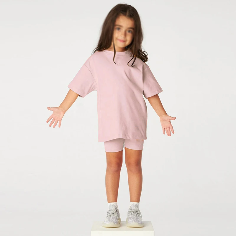 wholesale toddler summer clothes short sleeve blank kids outfits cotton girls clothing sets