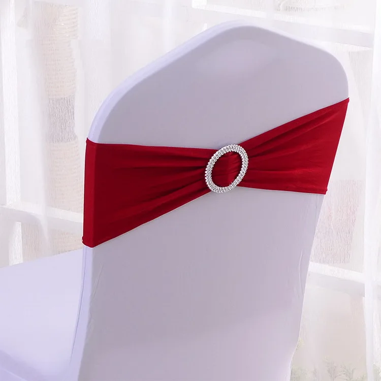 24 Colors Spandex Elastic Wedding Decorative Chair Sashes With Buckle Slider