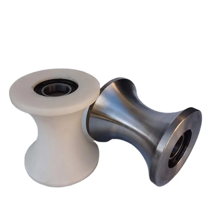High wear-resistant nylon plastic roller pulley with steel shaft and bearing