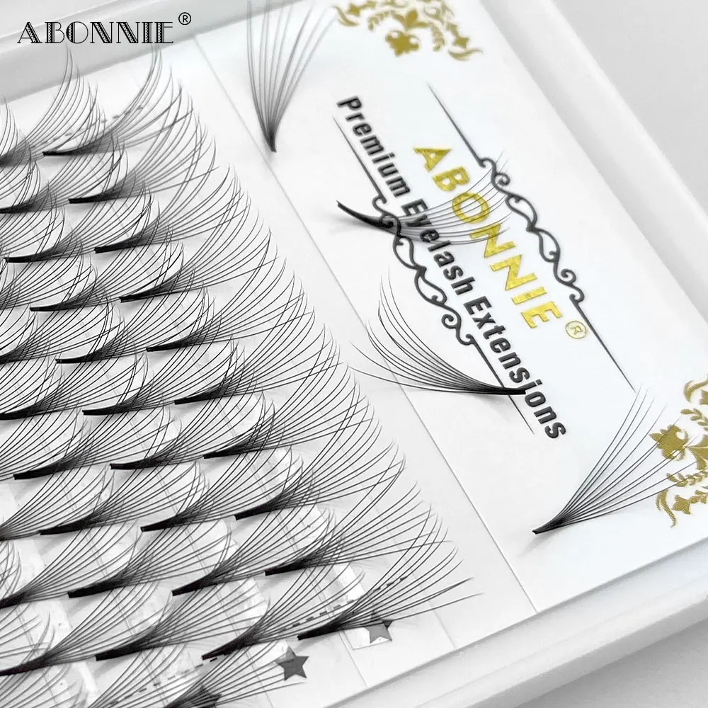 
Abonnie pointy base 0.07 heat bonded sharp pre made 10d fans thin pre made volume fan eyelash extension pre made volume fans 