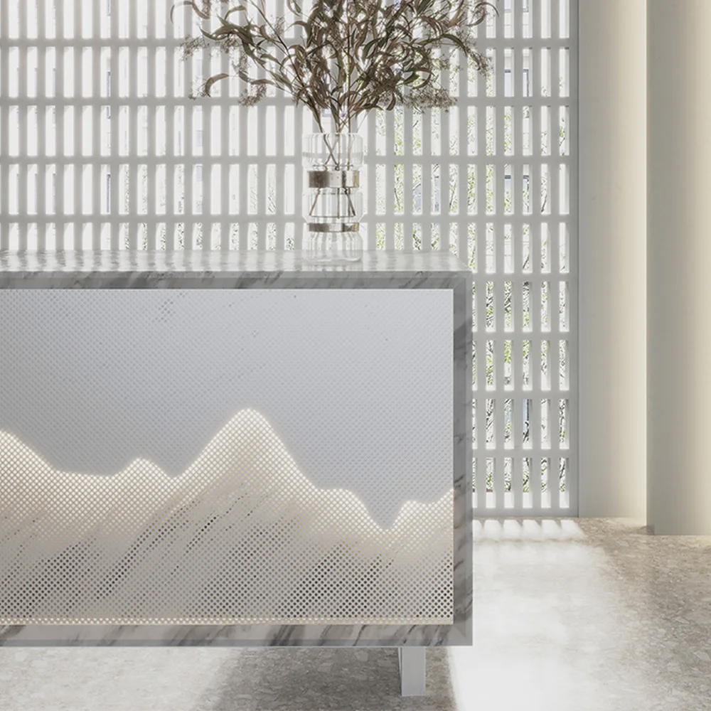 New Style Retail Boutique Shop Reception Furniture Stone Store Checkout Counter Cashier Table For Clothing Shop