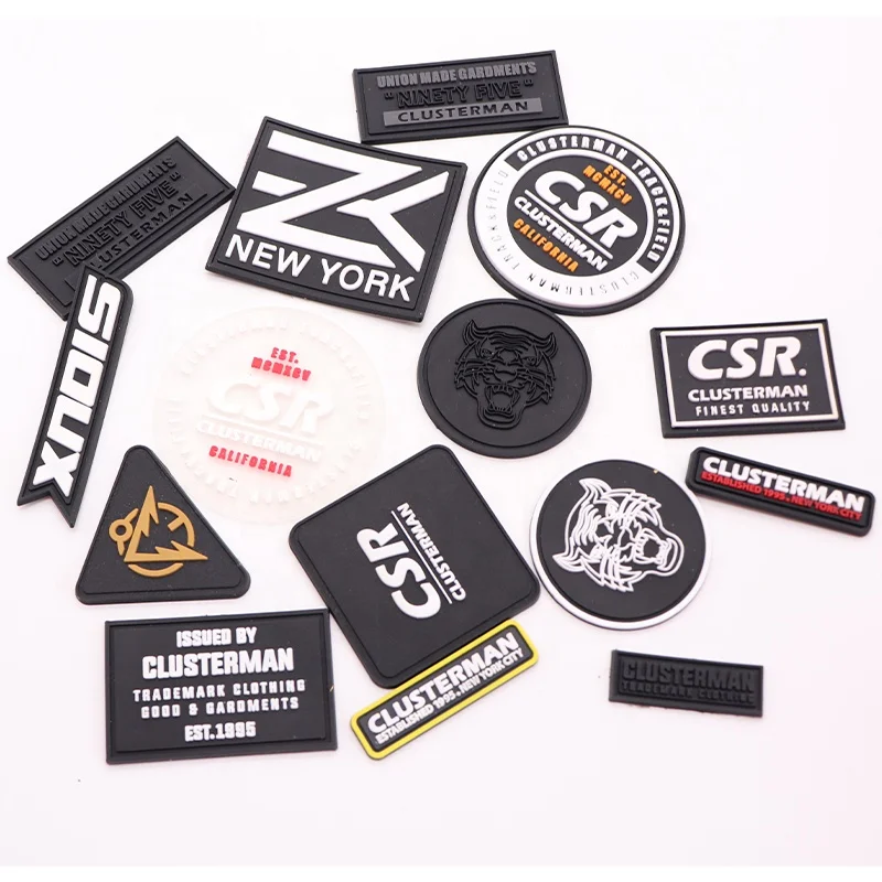 Custom Rubber Patches Manufacturer DIY Embossed Silicone Garment Label 3D Soft Pvc Patch