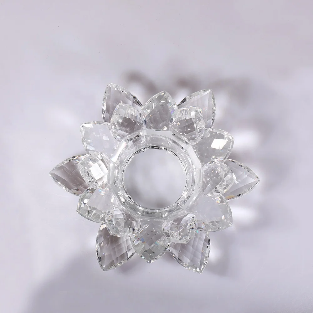 MH-ZT0086 оптом канделябры для свадебного букеты с украшением в виде кристаллов стеклянный Лотос цветок форма подсвечник