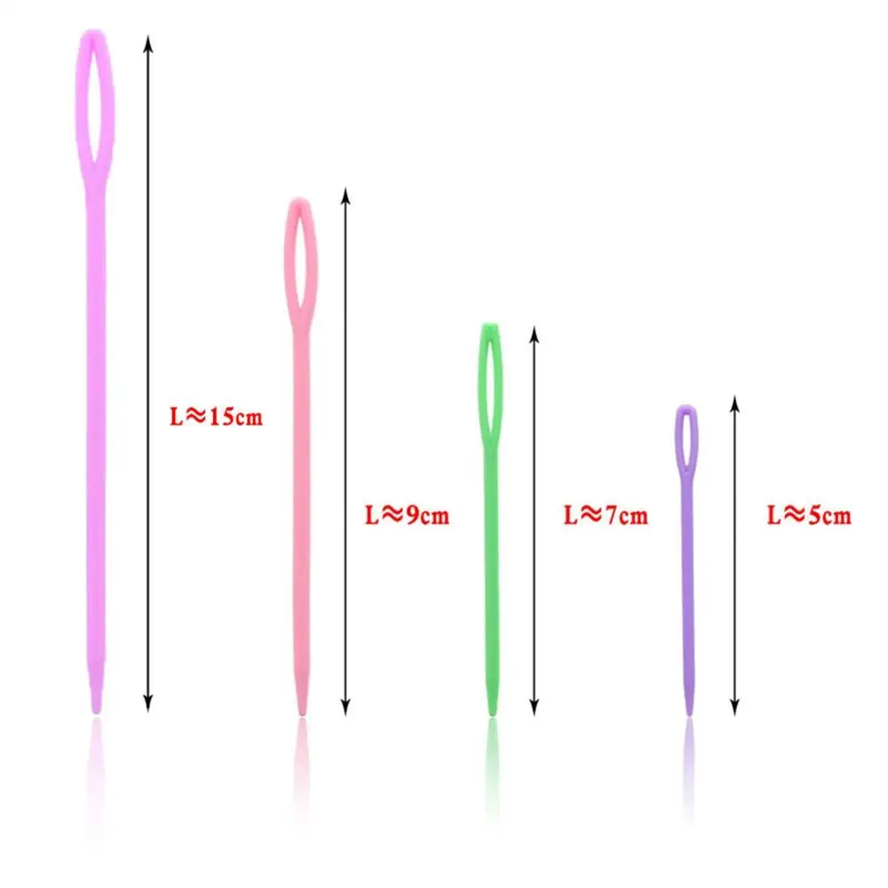 20PCs Mixed Color 7cm/9cm Plastic Knitting Needles Crochet Hooks Wool Yarn Needle Children DIY Sweater Weaving Tools Accessory