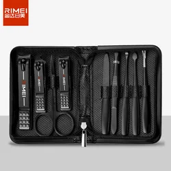 Высококачественные черные кусачки для ногтей RIMEI, набор инструментов для красоты и маникюра, набор из 9 предметов, кусачки для омертвевшей кожи, набор для педикюра и маникюра