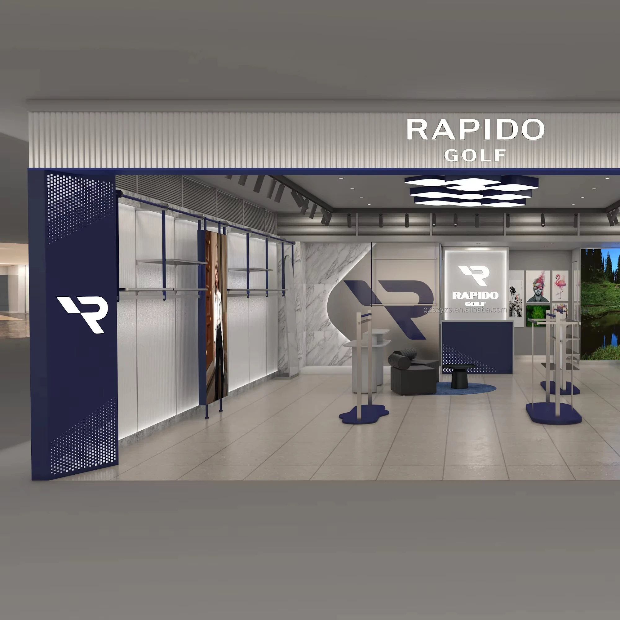 Men Suit Clothing Store Interior Design A4 Size Furniture for Retail & Supermarket Metal Acrylic Glass Wood & Floor Style