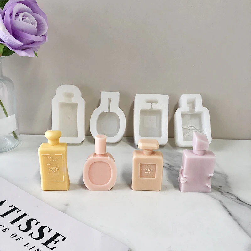 J1194 Handmade DIY Soap Making Scented Candle Silicone Mould Luxury Perfume Bottle Shape Candle Mold