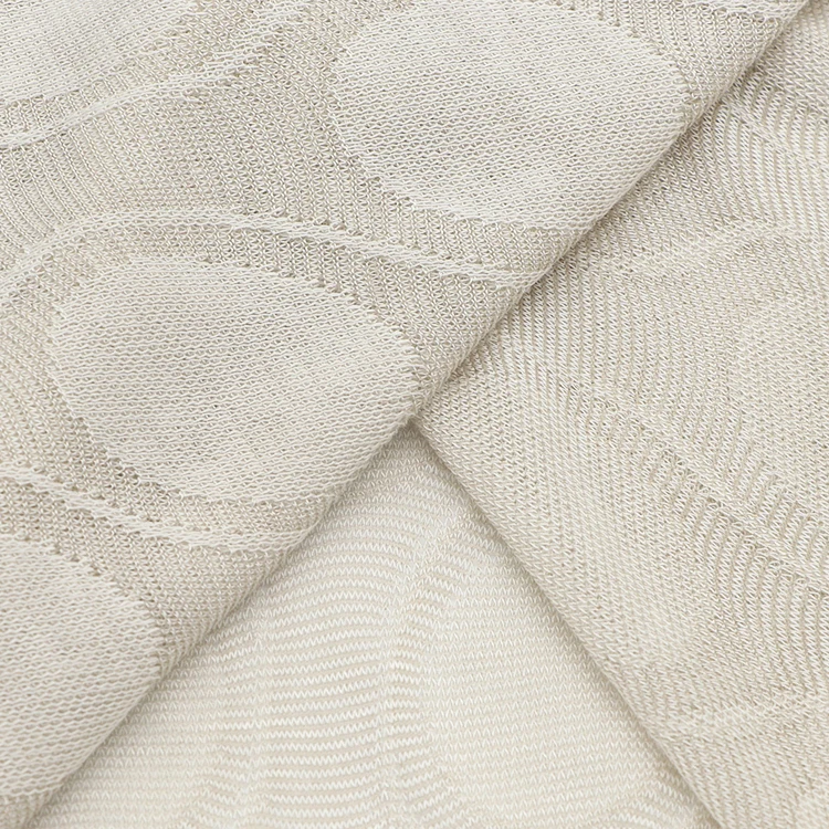 OEM Pointelle Knitted Fabric 65.5%Rayon 34.5%Polyester 80GSM Dyed 3D Jacquard Fabric For Baseshirt