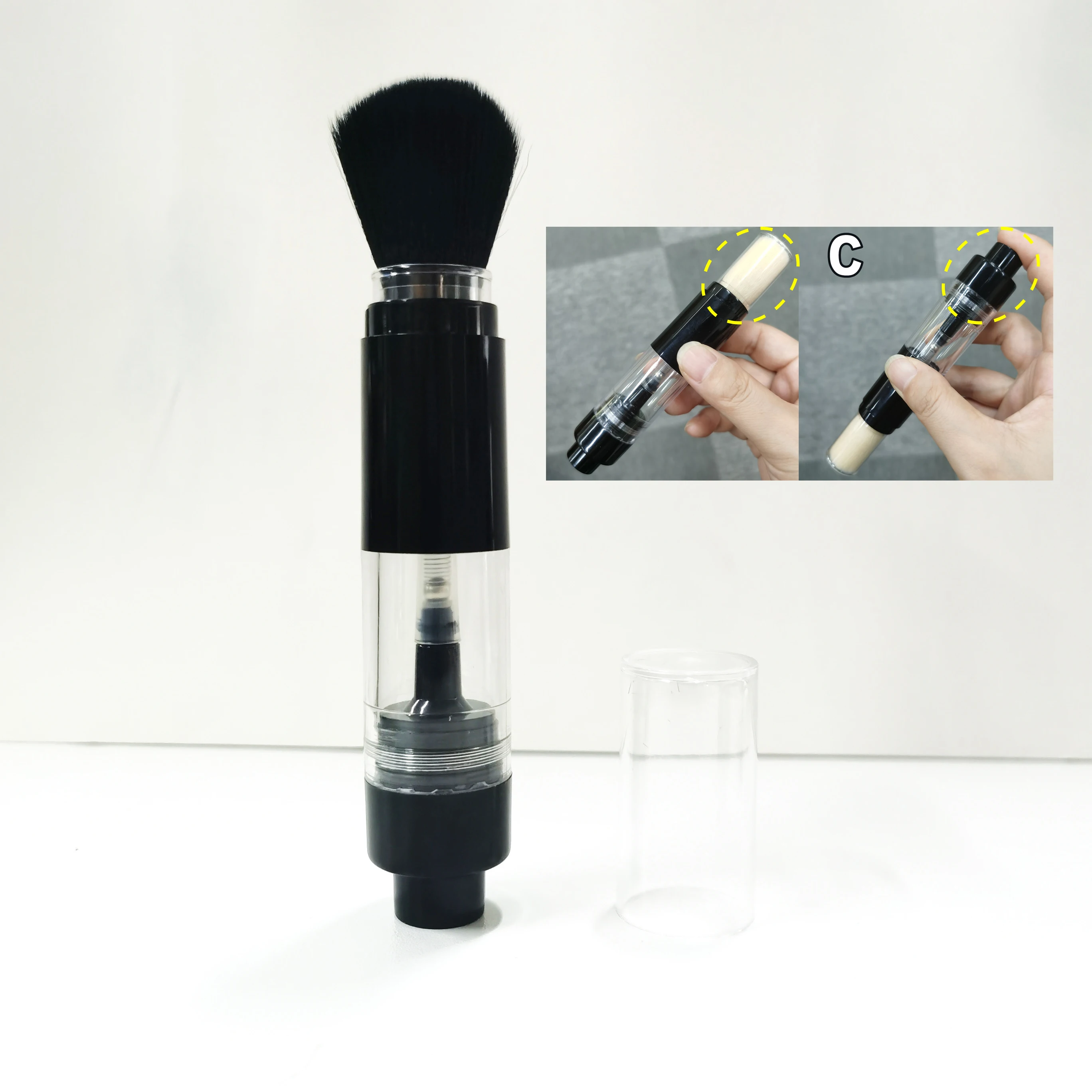 Wholesale Portable Retractable Sunscreen Stick Cosmetic OEM Makeup Beauty Setting Brush with Loose Powder Bottle Container