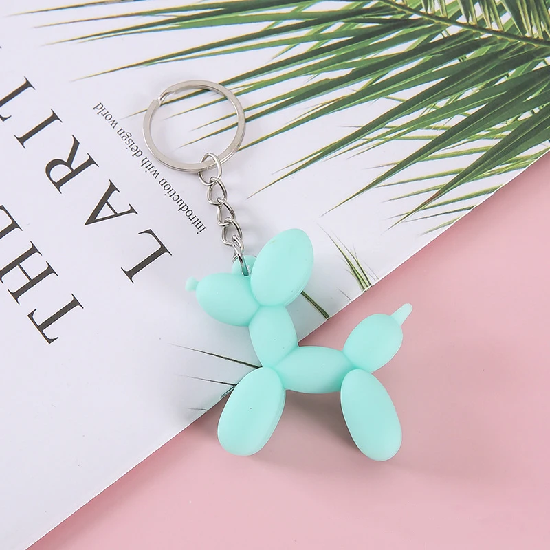Cartoon Bag Key Charms Key Ring Women Men Cute Mini 3D PVC Balloon Animal Dog Keychain Accessories For Gift