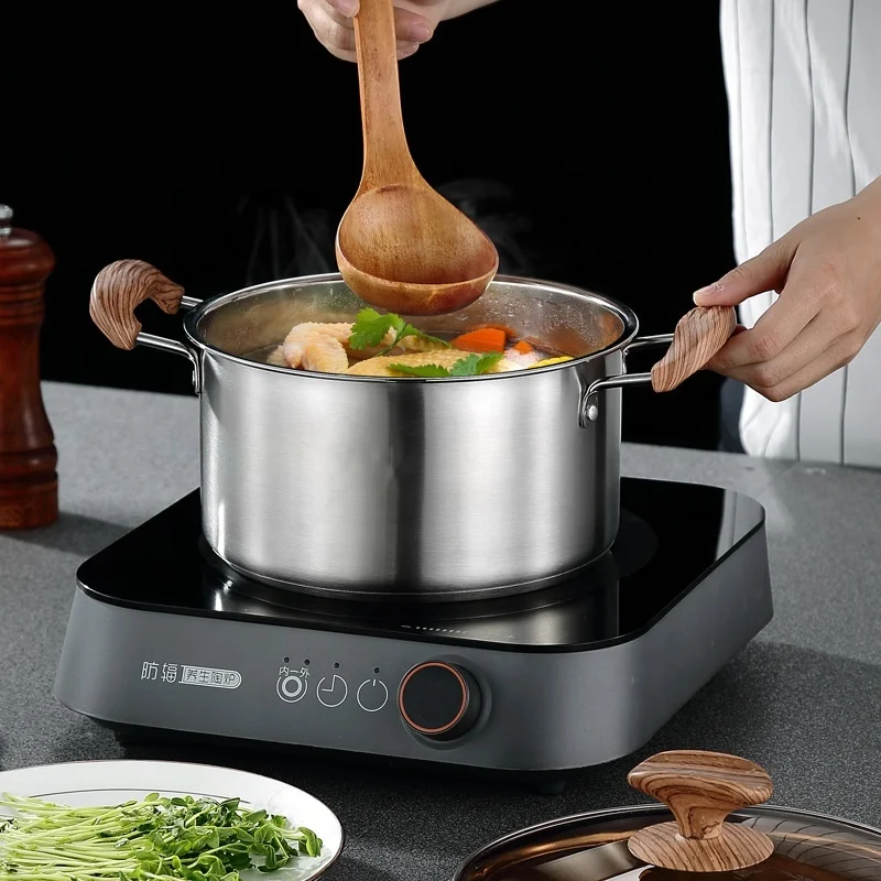 6 Pcs Hot Selling Stainless steel 304 Thick panela Cookware sets Cooking Pot Set non-stick cookware with glass lid