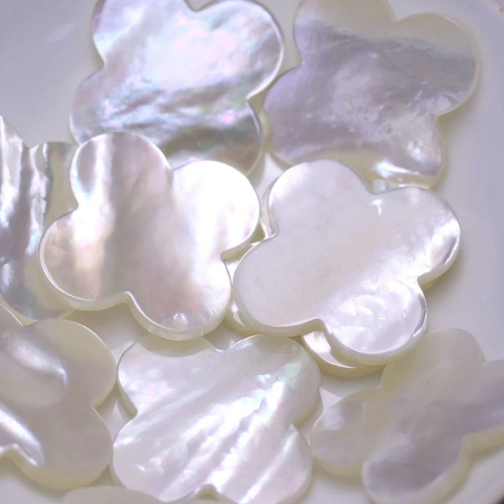 Big Size Natural four leaf clover white sea shell mother of pearl