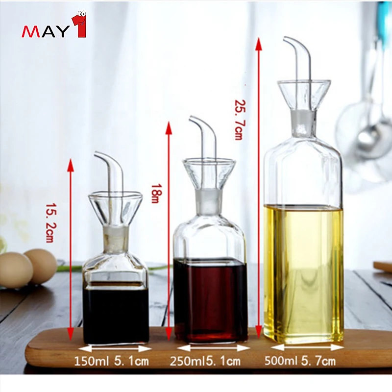 Hand Blown High Borosilicate Cuboid Glass Oil Pot For Kitchen Cooking