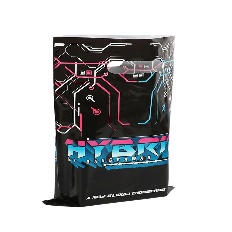 Custom printed small die cut plastic shopping bags