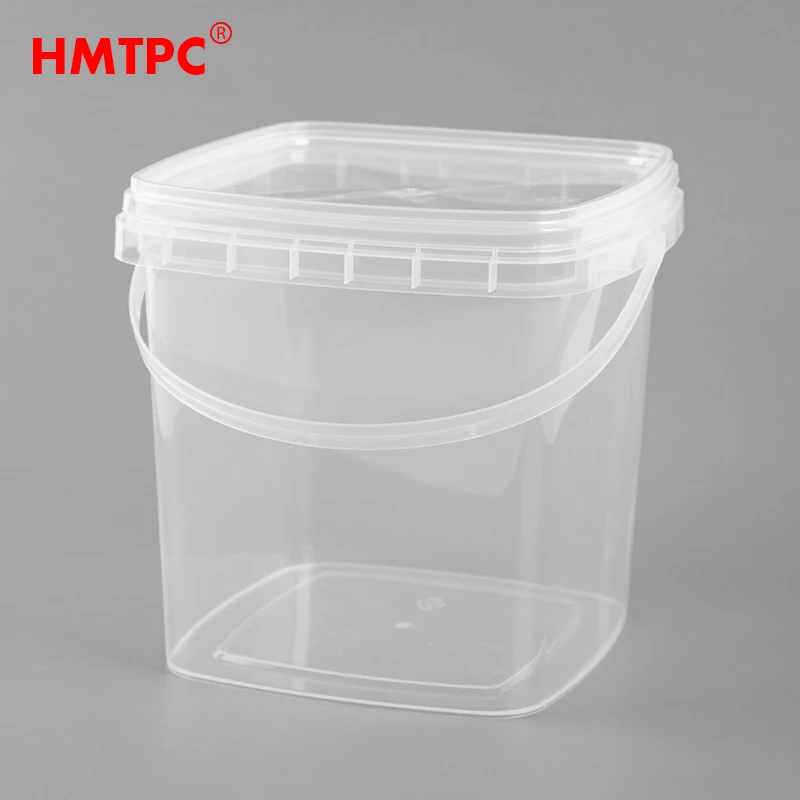 280ml 500ml 1L 2 liters small food grade clear square plastic buckets plastic pails plastic barrels with sealed lids